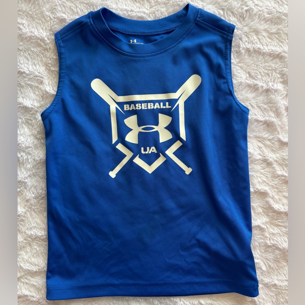 Under Armour Kids Blue Tank with Baseball Graphic